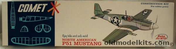 Comet North American P-51D Mustang - 18 inch Wingspan Scale Balsawood Flying Model, 3204-100 plastic model kit